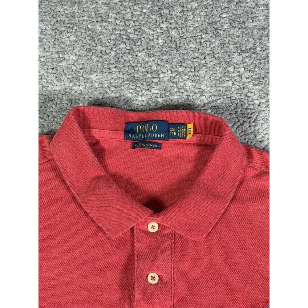 Polo Ralph Lauren Big Pony Polo Shirt Mens XXL Red Blue #3 Custom Slim Fit